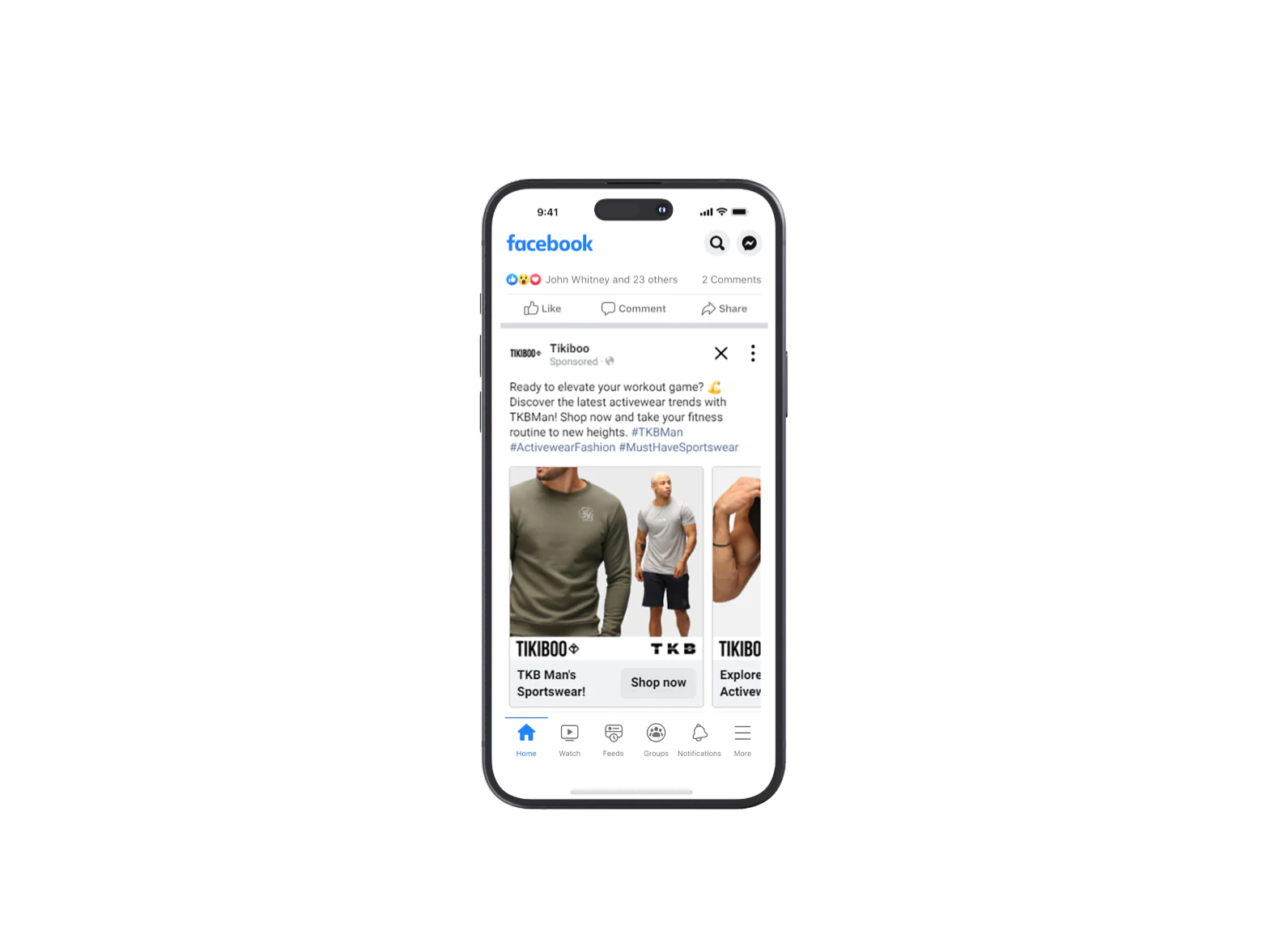 Iphone showing facebook ad