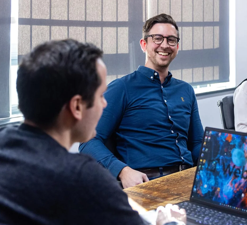 Employee finding something funny