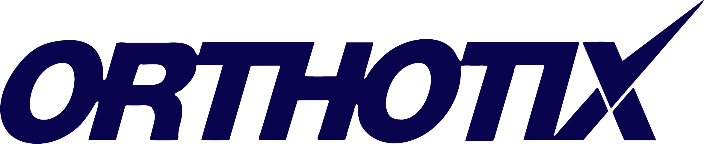 Text logo with the word "ORTHOTIX" in bold, dark blue, capital letters. The letter 'X' has an elongated right stroke.